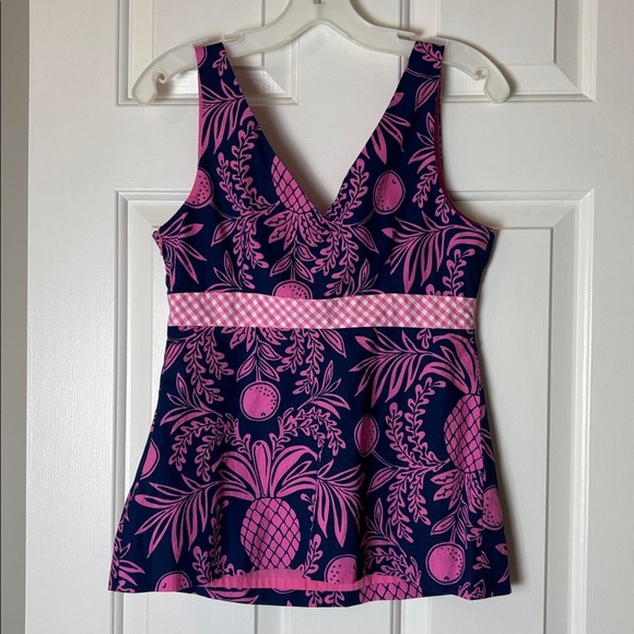 Vintage Lilly Pulitzer Pink and Navy Patterned Top - Size 6 - Picture 9 of 9